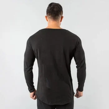 Casual mâneci Lungi T-shirt Toamna Barbati Sală de Fitness Masculin Execută Antrenament Bumbac imprimat O-Neck t camasa Slim Tee Topuri Brand de Îmbrăcăminte