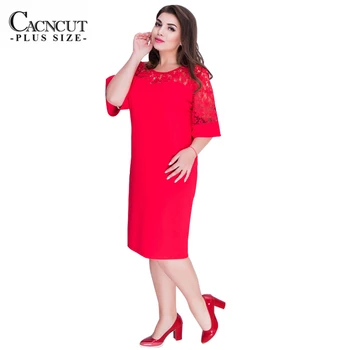 5xl 6xl Femei Vara Dimensiuni Mari Dantela Patchwork Rochie Femei Plus Dimensiune Rochie roșie 2020 Doamnelor Munca de Birou Vestidos de Îmbrăcăminte