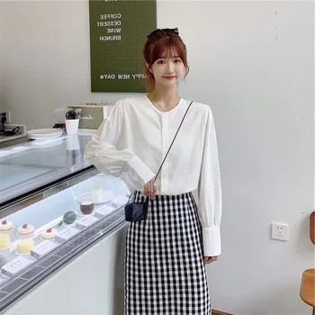 Femei Bluze Camasi cu Tricotate Șal Simplu Pierde Slim coreeană de Moda Trendy Lady Mozaic Liber Casual de zi cu Zi Noi