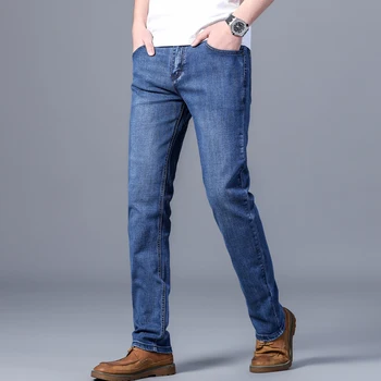 2020 moda albastru mic drept pantaloni barbati elastic business casual blugi noi vrac direct pantaloni plus dimensiune pantaloni pentru bărbați SS8660