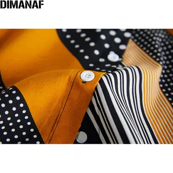 DIMANAF 2020 Femei, Plus Dimensiune Bluza Femei Neagra cu Buline Mozaic Carouri cu Maneci Lungi Șifon Show de Moda Subțire Bluza XL-5XL