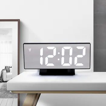 2020Digital Ceas Deșteptător LED Oglinzi Electronice, Ceasuri Multifunctional Display LCD de Mari dimensiuni Ceas de Masa Digital cu Calendar Cablu USB