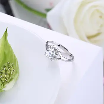LEKANI Argint 925 Floare de Inele Pentru Femei 5A Cubic Zirconia Reglabil Nunta Inel de Logodna Bijuterii Fine