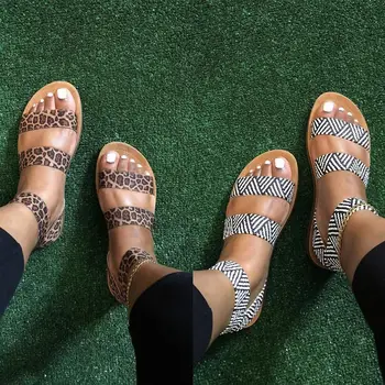 Femei Sexy Leopard Sandale de Vară 2021 Print Feminin Apartamente Pantofi de Moda Doamnelor Alunecare Pe Sandalias Casual Femeie Încălțăminte Nouă