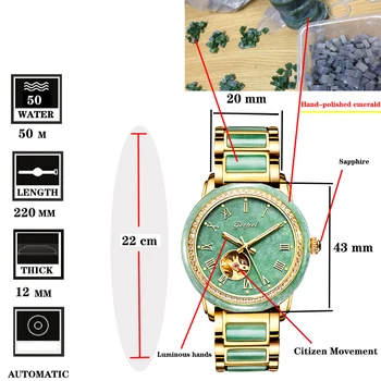 GEZFEEL Jad Ceas de Lux pentru Bărbați Ceasuri Mecanice rezistent la apa, cu grad Înalt de Ambalaj Cutie de sex Masculin ceas de mână, Bărbat Cadou Reloj Hombre