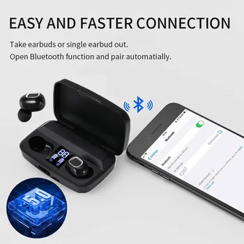SODO T207 TWS Wireless Bluetooth 5.0 Căști de Tip c de Încărcare Cutie HD Stereo pentru Căști Sport rezistent la apa Căști Căști