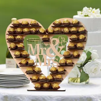 Nunta Ornamente Din Lemn Mr&Mrs Ciocolata Stand De Afișare Bomboane Cupcake Deserturi Titularul Home Decor Petrecere De Nunta Baruri