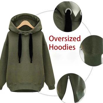 Simplu Hanorace Groase Solide Tricou Cald Hoodies Pentru Femei Poleron Mujer 2021 Harajuku Xxl Supradimensionate Partea Zip Hoodie Cordon