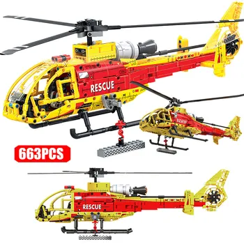 663pcs Oraș de Poliție Militară Mici Antilope Elicopter Blocuri Mecanice Elicopter Cărămizi Jucării pentru Băieți