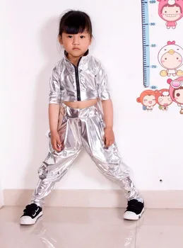 2018 Noi Copii Harem de Dans Hip-Hop Pantaloni Haine pentru Copii pantaloni de Trening de Performanță Costume Copii sport argintie pantaloni skinny