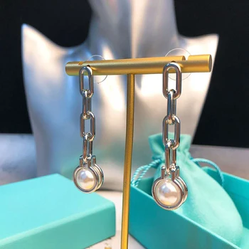 New York Fashion Stil Comun de Cercei cu Perle S925 argint Bijuterii Originale branduri de Lux Logo-ul cadou de Ziua Îndrăgostiților
