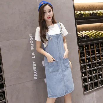 Plus Dimensiune 5xl Rochie Denim Femeie de Vară 2020 Nou Stil coreean Spaghete Curea Buzunar Rochie Midi Fata Generală Blugi Sundress
