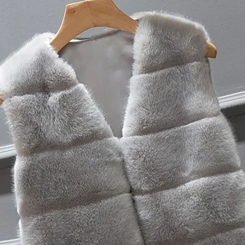 Noi Faux Blana Vesta Blana pentru Femei de Iarnă Îmbrăcăminte exterioară Cald Palton Hanorac fără Mâneci V-Gât Scurt Vesta Plus 4X