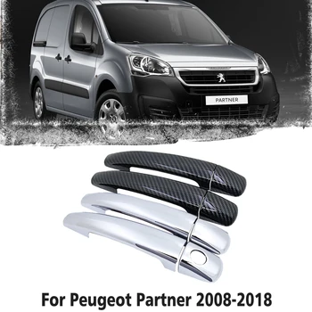 Fibra de Carbon negru mâner Auto Sau ABS Cromat Mânere Uși Acoperire pentru Peugeot Partner 2008~2018 Accesorii Auto Styling 2009 2010