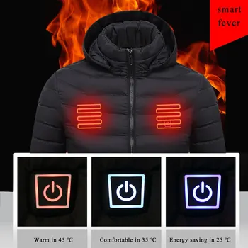 Barbati Femei Încălzită în aer liber Parka Coat USB Baterie Electrică de Încălzire cu Capișon Jachete de Iarna Cald Sacou Termică Dropship