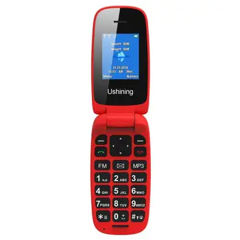USHINING Roșu Flip Telefon Mobil Buton Mare, Ușor de Utilizat,Gratuit SIM Deblocat,Clasice si Durabile pentru persoanele în vârstă