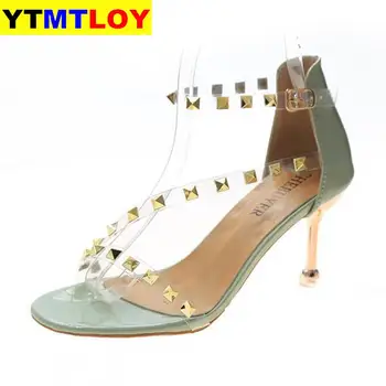 Doamnelor Vara Tocuri Stiletto Curea Cataramă Gladiator Sandale Peep Toe Pantofi Femei Partid Nit Zapatos Mujer Sandalia