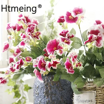 Htmeing 14 Șefi de Mătase Artificială morning glory buchet de flori DIY nunta decor pentru casa hotel de partid graden masa decor de masă
