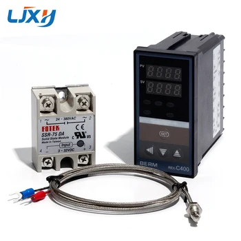 LJXH Dual Digital PID Controler de Temperatura Setată REX-C400 + 25DA/40DA/75DA Solid state Releu + 1m M6 Fir K Thermocopanale