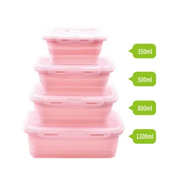 4buc/set Silicon Pliere Bento Box Pliabil Portabil Cutie de Prânz pentru Alimente Cină Container pentru Alimente Castron Pentru Copii pentru Adulti