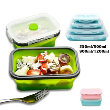 4buc/set Silicon Pliere Bento Box Pliabil Portabil Cutie de Prânz pentru Alimente Cină Container pentru Alimente Castron Pentru Copii pentru Adulti