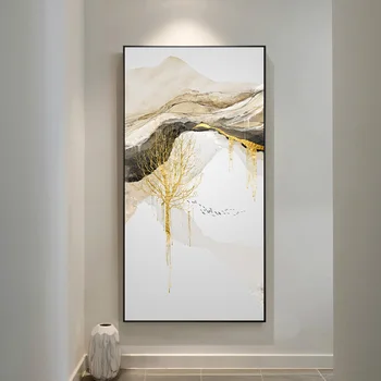 Nordic Abstract Soare de Aur Panza Pictura Curge Vopseaua de Postere si Printuri de Perete Camera de zi Imagini de Artă Decor Acasă Tablouri