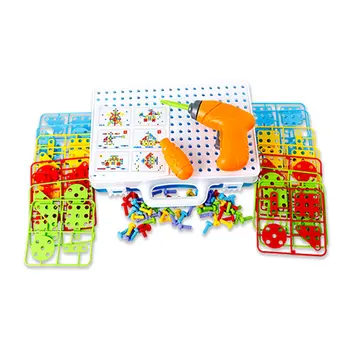 144pcs Montessori Plastic Șurub de Foraj Grup de Puzzle Jucării pentru copii Pentru Copii de Învățare Educație DIY Puzzle Mozaic de Proiectare Constructii Cadou