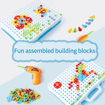 144pcs Montessori Plastic Șurub de Foraj Grup de Puzzle Jucării pentru copii Pentru Copii de Învățare Educație DIY Puzzle Mozaic de Proiectare Constructii Cadou