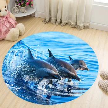 Cerb Pisica Animal Print Rotund Covoare pentru Living Delfin, broasca Testoasa Anti-Alunecare Desene animate Podea Covoare Zona Covor de Camera Copii Covoarelor