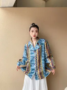 CHEERART 2021 Haine de Designer Manșon de Puf de Top Vintage Maneca Lunga Bluza Eleganta pentru Femei Buton Rever Doamnelor Cămașă de Moda