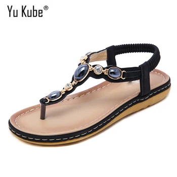 Yu Kube Pantofi De Vara Pentru Femeie Sandale Sandalias Mujer 2020 Nou Moale Diapozitive Bohemia Flip Flops Plat Doamnelor Sandale De Plaja Plus Dimensiune