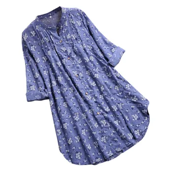Bluze pentru femei V-Neck Cutat imprimeu Floral Maneca Lunga Topuri Casual Camasa Bluza femei topuri de vara rochie maxi blusas femininas