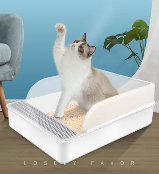 Catelul Pisica De Interior Acasă Nisip Din Plastic Cu Lingura Cat Litiera Pisica Câine Tava Câine De Companie Toaletă Plosca Teddy Anti-Stropi De Toilette