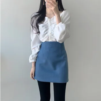 Toamna anului 2020 Nou cu mâneci Lungi Șifon Cămașă de sex Feminin Sens de Design de Nișă V-neck Bluza de sex Feminin coreeană Versiunea Pierde Toate-meci GX1247