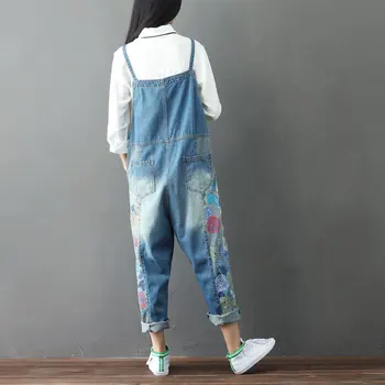 Japonia Mori Fata 2020 Moda Supradimensionate Coreean Print Vintage De Catifea Mozaic Denim Liber Jumsuits Jean Pantaloni Salopete Vladan