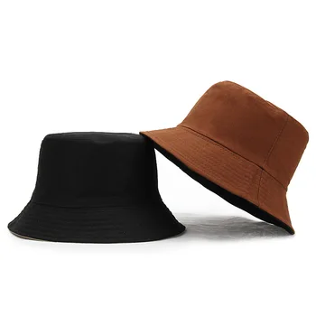 RUJ Vara Găleată Pălării Femei Laterale Duble Reversibile Palarie de Soare Barbati Unisex Culoare Pură Panama Pălăriile în aer liber Pălărie de Pescar
