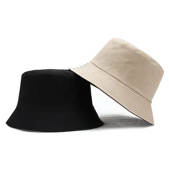 RUJ Vara Găleată Pălării Femei Laterale Duble Reversibile Palarie de Soare Barbati Unisex Culoare Pură Panama Pălăriile în aer liber Pălărie de Pescar