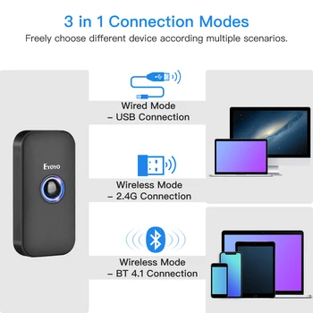 Eyoyo 1D Scanner coduri de Bare Bluetooth BT 2.4 G Wireless, Cititor de Cod de Bare Scanner Portabil Funcționează cu Windows