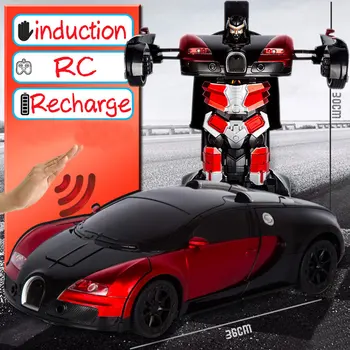 2.4 G Inducție Deformare Masini RC de Transformare Robot de Jucărie Mașină Lumină Electrică Robot de Modele de Jucarii pentru Copii Cadouri