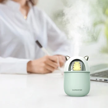 Portabil 300ml Umidificator de Aer Mouse-ul Drăguț Liniștită USB Mini Fogger Cool Mist Maker Cu Romantic LED Lumina de Noapte Pentru Masina Acasa