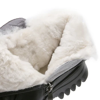 GKTINOO de Moda Casual, Iarna Cald Pantofi pentru Femeie Cizme din Piele pentru Femei Cizme Glezna tv cu Non-alunecare de Confort Cald Cizme de Zapada de Lână Cizme