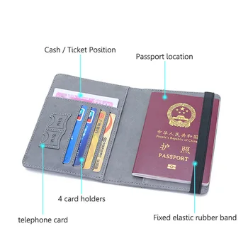DIENQI Rfid Pașaport Acoperă Suport Multi-Funcție Trece Carte de Titularul Portofel de Piele Unisex Femei Bărbați Accesorii pentru Călătorie