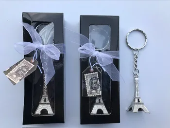 (20buc/Lot)TRANSPORT GRATUIT+Argint Turnul Eiffel breloc in Cutie de Cadou Paris Tematice de Nunta Favoruri de Partid Giveaway&Suvenir