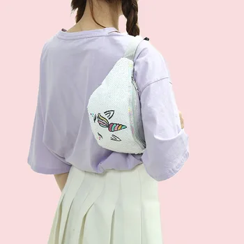 Moda Paiete De Imprimare Unicorn Talie Geanta Pentru Femei Borsete Fete Curea De Umăr Saci De Copii Pachet De Talie Desene Animate Husă De Telefon