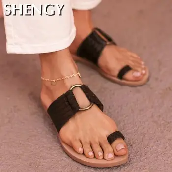 2020 Femei Flip Flops De Vară Papuci De Moda Sandale Casual Pentru Femei Balerini Pantofi În Aer Liber Negru Solid Petrecere Pe Plaja Papuci