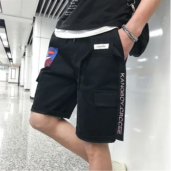 Hip Hop Casual pantaloni Scurți Bărbați Panglici Design pantaloni Scurți de Vară 2020 Moda de sex Masculin Scurt Jogger Streetwear Negru Roz YYJ-4