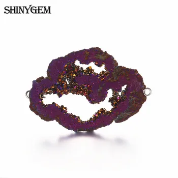 ShinyGem 5pcs Neregulate Naturale Cristal Druzy Pandantive Prime Geode Felie de Piatră Conector Pentru DIY Bijuterii Brățară Colier