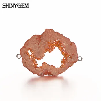 ShinyGem 5pcs Neregulate Naturale Cristal Druzy Pandantive Prime Geode Felie de Piatră Conector Pentru DIY Bijuterii Brățară Colier
