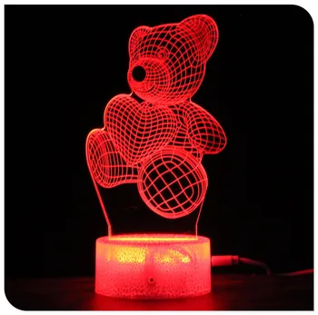 LED 3D Lampa de Noapte Minunat Urs care Deține Inima Romantic Cadou de Ziua Îndrăgostiților Iubitor de Decor Atingere Ușoară & Remote Lămpi Lumini