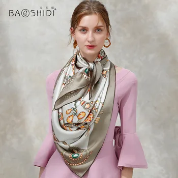 [BAOSHIDI]2017 cel mai nou design, mătase eșarfă la modă,16m/m grosime Infinit 132*132 Eșarfe pentru femei, marca de Lux lady șal de mătase